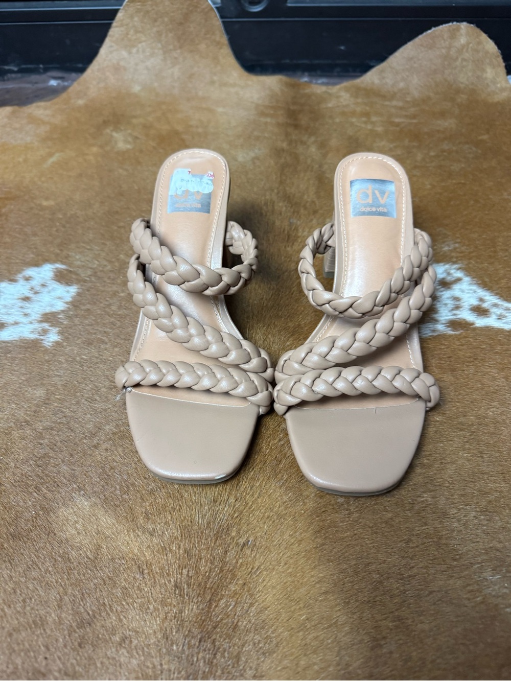 Dolce Vita Neutral Braided Strap Mule Sandals - Taupe